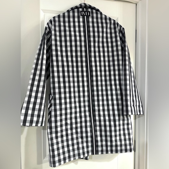 NVLT Gingham Plaid Oversized Black & White Jacket Trench Rain Coat Size XS - Picture 3 of 9